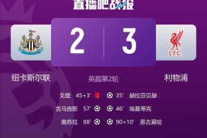 纽卡vs利物浦比赛净时间占比40.8%，2010年2月后英超最低