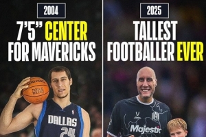 足篮两开花！2米26前NBA中锋转行踢足球 40岁上演职业联赛首秀