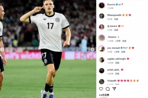 回击质疑！维尔茨社媒晒直接任意球破门后捂耳朵庆祝照