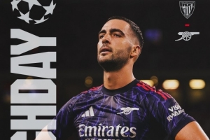 阿森纳发布欧冠客战毕巴海报：梅里诺单人出镜