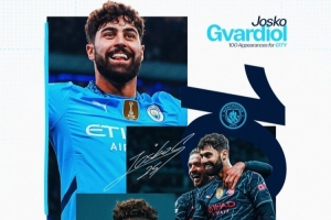 蓝月传奇！格瓦迪奥尔迎来曼城百场里程碑