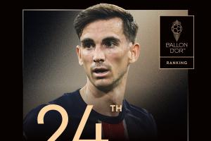 巴黎三冠王功臣，2025年金球奖第24名：29岁法比安，生涯首次入围