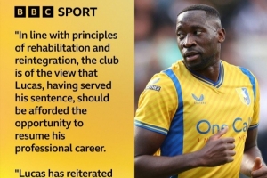 镜报：英甲球员服刑结束出狱后回归球队，此前交通过失致人死亡