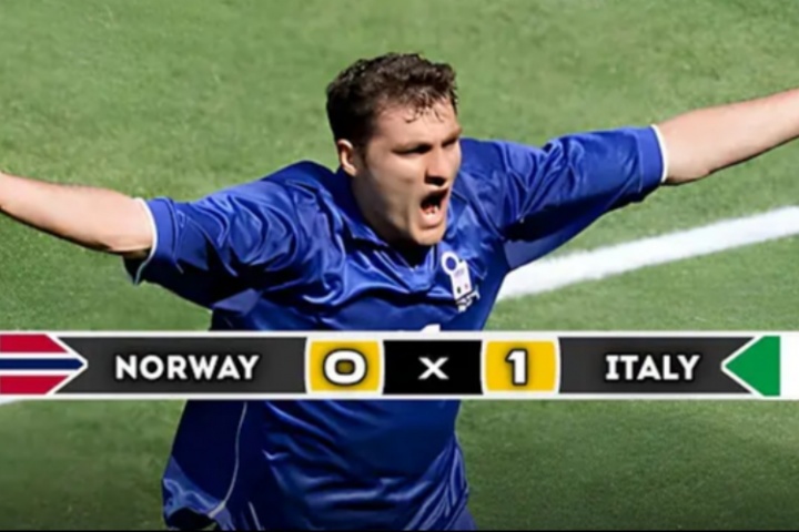 距上次参赛已27年！98年世界杯，维埃里破门，挪威被意大利淘汰