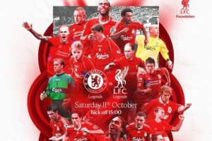 利物浦官推晒海报：今晚利物浦传奇队客战切尔西传奇队！